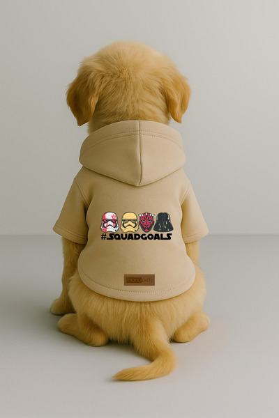 Monopetz Printed Dog and Cat Clothing & Dress with Fleece Inside - Beige Colo...