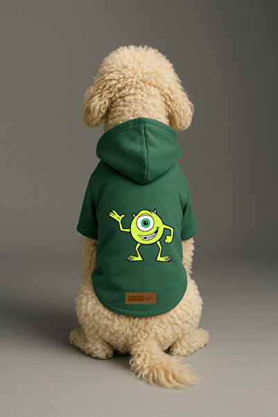 Monopetz Printed Dog and Cat Clothing & Dress with Fleece Inside - Green Colo...