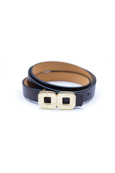 marisha Luxury Bitter Brown Women's Belt with Gold Buckle