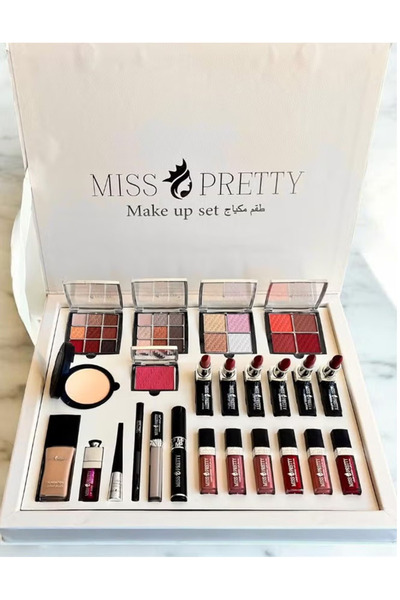Miss Pretty علبة مكياج مس بريتي الكاملة باللون البيج | ٢٤ قطعة من الجمال الفاخر