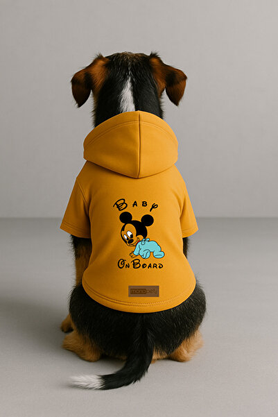 Monopetz Printed Dog and Cat Clothing & Dress with Fleece Inside - Yellow Col...