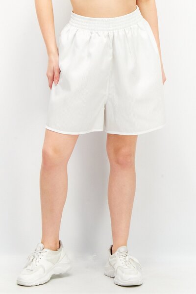 adidas Women Sportswear Fit Pull On Training Shorts, White Combo