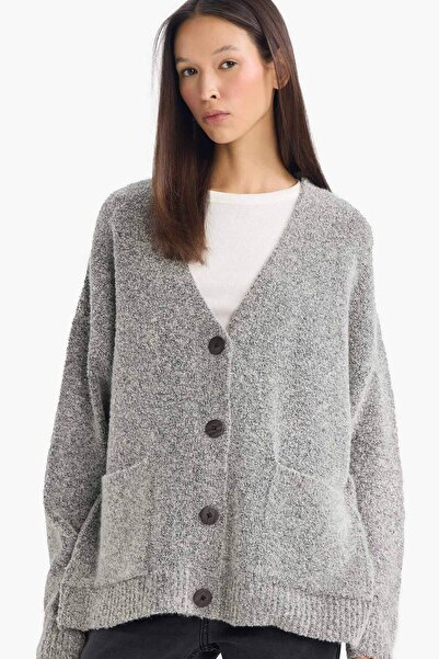 DeFacto Oversized Wide Fit V-Neck Cardigan E8271Ax25Wn