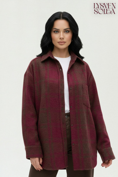 Lysven Solea Tek Cep Detaylı Ekoseli Oversize Oduncu Gömlek