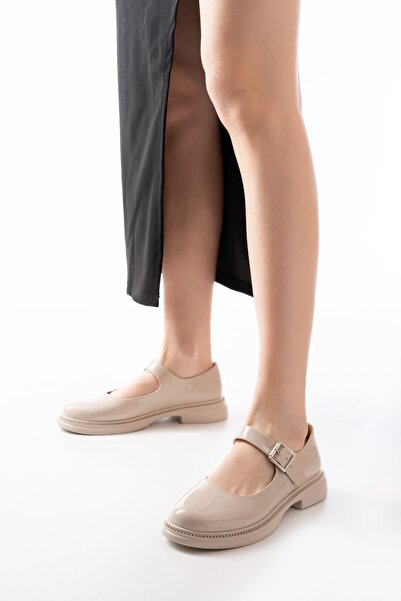 Budi Ysn-4444 Beige Patent Leather Casual Shoes