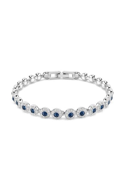 Swarovski Una Angelic Bileklik, Yuvarlak kesim, Mavi, Rodyum kaplama