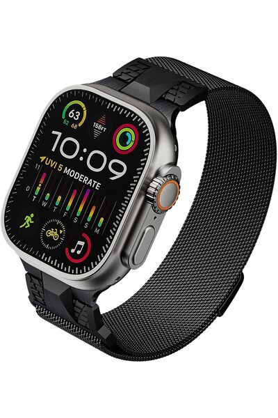 HYX سوار ميلانيز لوب مغناطيسي من الفولاذ المقاوم للصدأ لساعة Apple Watch (49/46/45/44/42 مم)