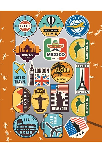 hediyenebak مجموعة ملصقات السفر الكلاسيكية |   ملصق للكمبيوتر المحمول والدفتر والتابلت والهاتف ودفتر الملاحظات ومجلة البوليت