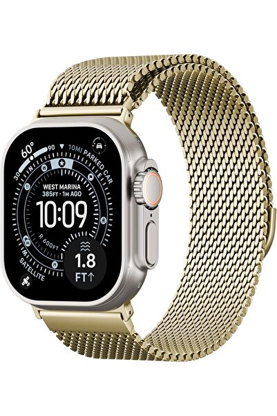 HYX سوار Apple Watch مغناطيسي من الفولاذ المقاوم للصدأ بشبكة ميلانو (42/44/45...