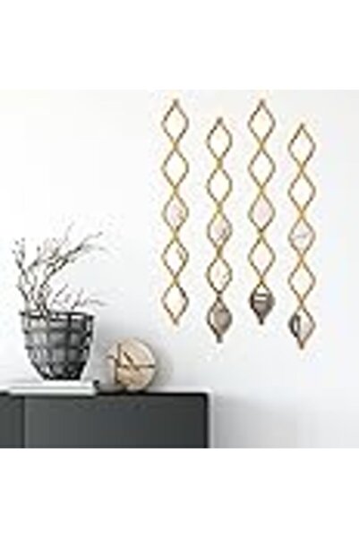 Slasa Acrylic Teardrop Wall Decorative Mirrors, Gold, 4 Pieces