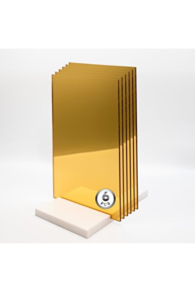 Slasa Gold Mirror Acrylic Sheet 16x24 (Pack of 6), 0.11in Thickness - Gold Ac...