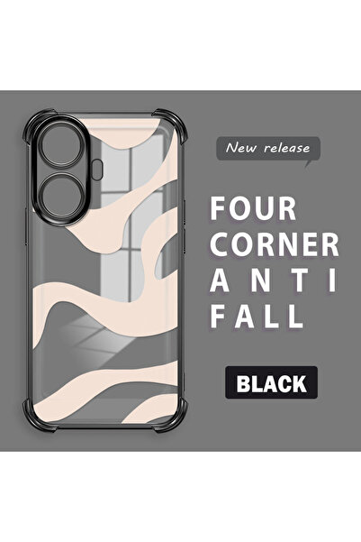 Hontinga حافظة هاتف من السيليكون الشفاف بنمط طباعة مموجة متوافقة مع هاتف Real...