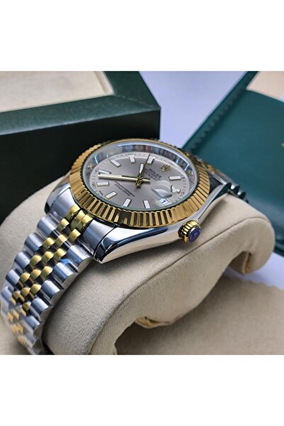 CN ساعة ريد جالية بلون ذهبي - فضي مع عرض التاريخ ومينا رمادي داكن