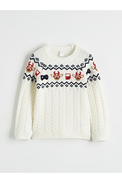 LC Waikiki Pulover tricotat pentru băieți cu tematică de Anul Nou LCW Kids