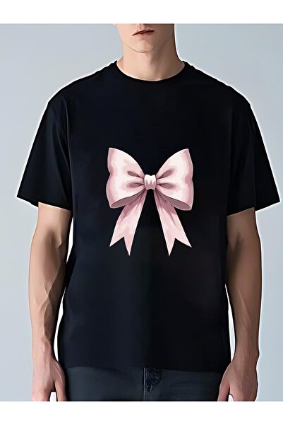 MIXSNOW تي شيرت رجالي كبير الحجم برقبة مستديرة: فيونكة وردية - 100٪ قطن ناعم ...