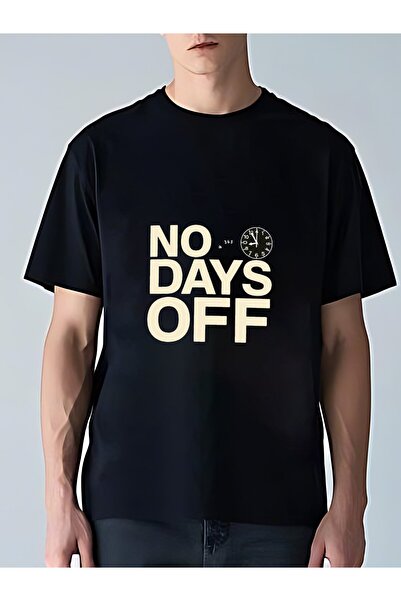 MIXSNOW تي شيرت رجالي كبير الحجم برقبة مستديرة: "NO DAYS OFF" - 100٪ قطن ناعم...