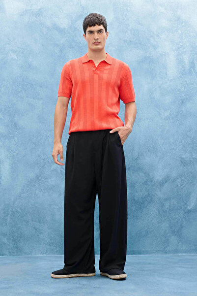 DeFacto Ανδρικό παντελόνι Barrel Fit με φαρδιά ίσια πόδια με τσέπες μαύρο F79...