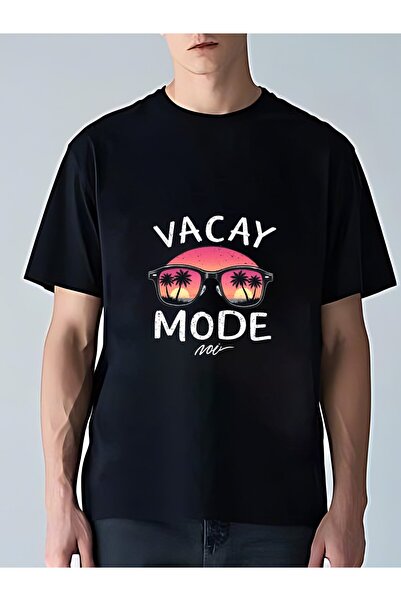 MIXSNOW تي شيرت رجالي كبير الحجم برقبة مستديرة: "VACAY MODE" - 100٪ قطن ناعم ...