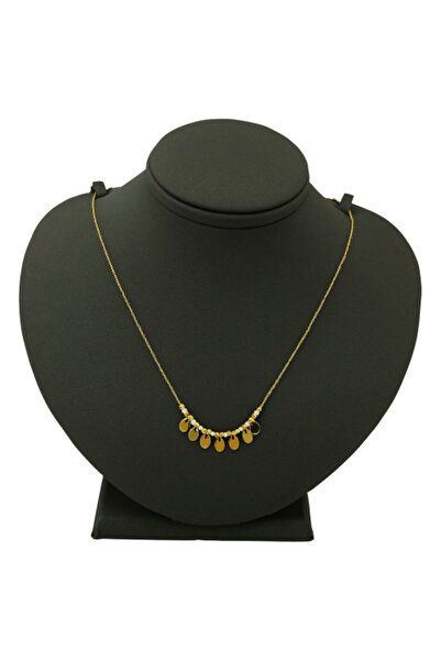 Gold Drooping shiny circles necklace - 2.1 grams, 18 karat
