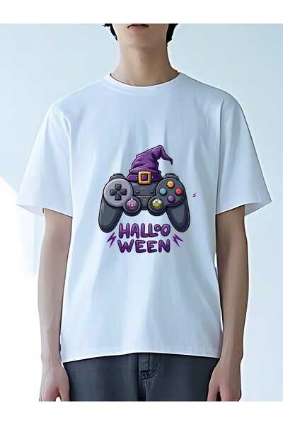 MIXSNOW تي شيرت رجالي كبير الحجم برقبة مستديرة: Witch Controller - 100٪ قطن ن...