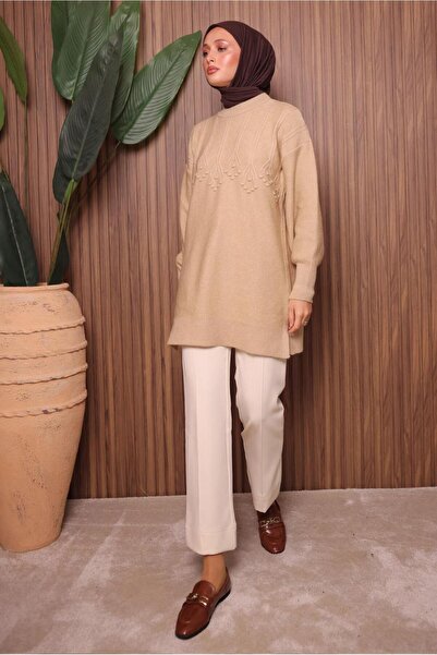 TRENDTESETTÜR KADIN BEJ TRİKO TUNİK T 5107