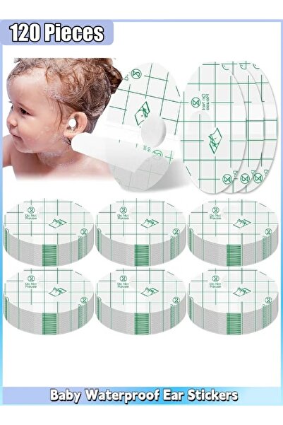 Generic 120 قطعة ملصقات أذن مقاومة للماء للأطفال أغطية أذن للسباحة والاستحمام واقيات أذن مع سدادات أذن