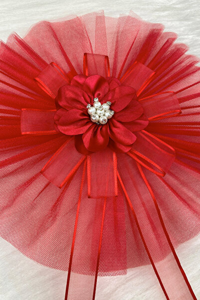 ZEYMERADE زينة عربة العروس الحمراء مع بروش، 5 قطع، هدية للعروس والعريس، زينة ...