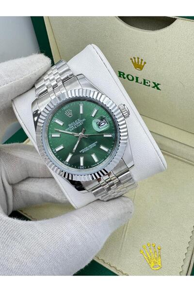CN Men's elegant watch in emerald green with a full silver case