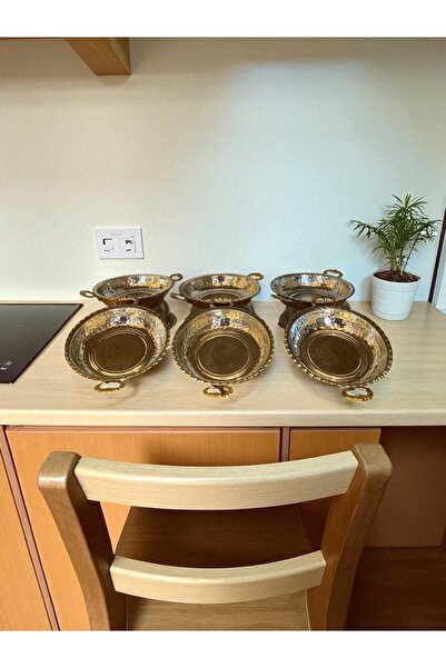 Bakır Dünyası Online Bakır Dünyası - 6’lı Bakır Kahvaltılık Tabağı – Pirinç K...