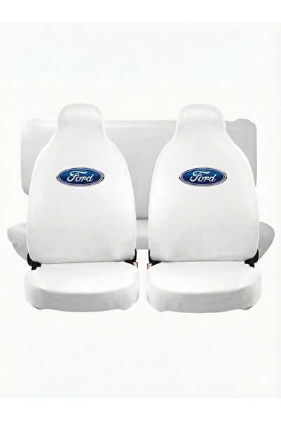 Vemaks Oto Aksesuar FORD BASKILI BEYAZ OTO KOLTUK KILIFI SERVİS KILIFI