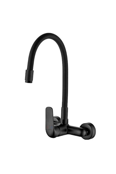 Laveo Смесител с гъвкав чучур, BKE B81D, черен, за стенен монтаж