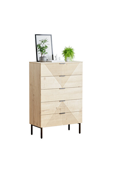 CHOGORI Fluted 5-Drawer Dresser, Wide Wood Storage for Bedroom & Hallway