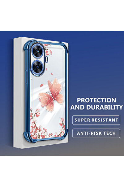 Hontinga حافظة هاتف شفافة من السيليكون الناعم المتوافقة مع هاتف Realme C55 بن...