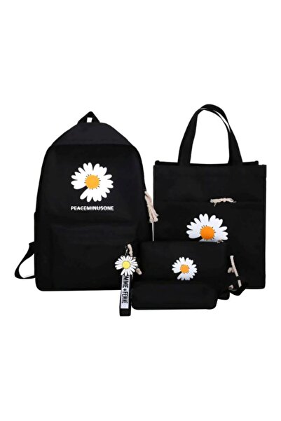 HALAMODO 4-Piece Schoolbag Set Black