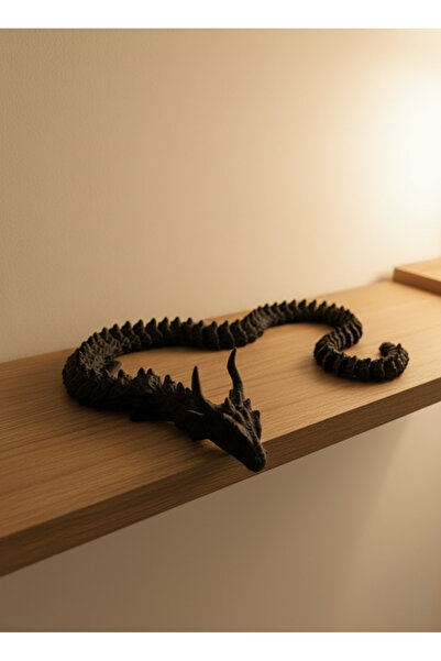 CT STONES Movable Black Dragon Figure Long Body Fantastic Table and Shelf Decor