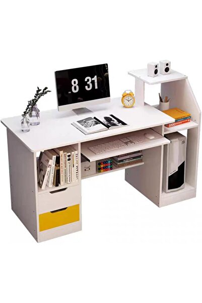 sharpdo مكتب دراسة منزلي عصري مع أدراج تخزين 98 × 40 × 92 سم