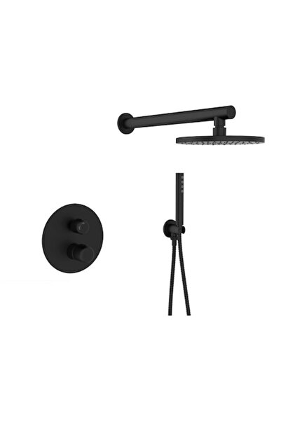 Laveo Built-in shower system, mixer with shower switch, matte black finish