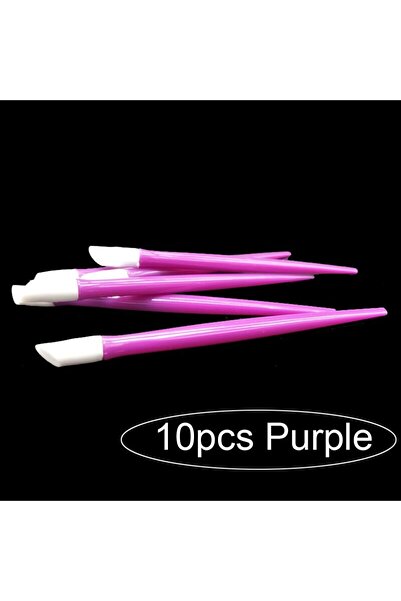 Choice1 10 قطع أرجوانية 50/10 قطع/لوت قابلة لإعادة الاستخدام برأس مزدوج بلاستيكية دفع الجلد الزائد من الأظافر منظف إزالة Pe