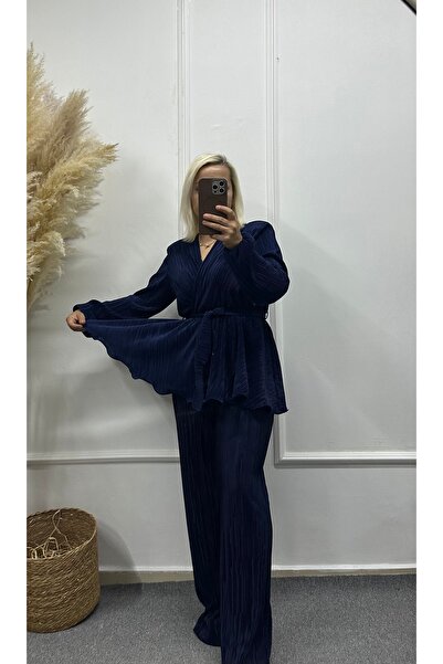 LİSAA BUTİK Women's Pleated Top and Bottom Set