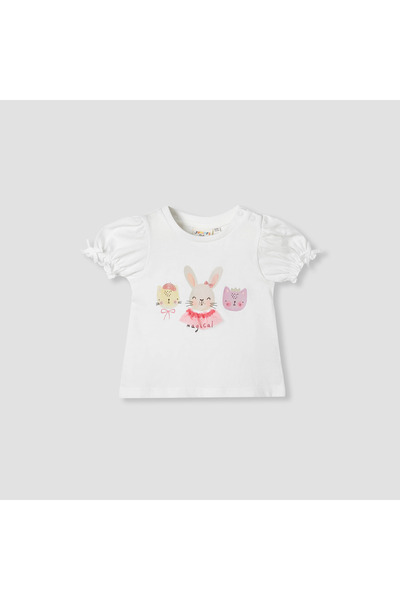 Juniors تي شيرت مطبوع بأكمام منفوشة