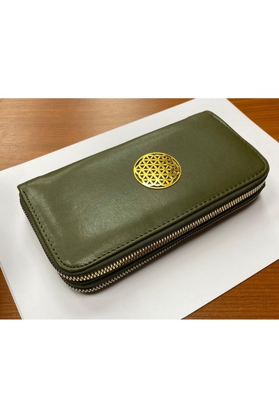 MENİSE Flower of Life Logo Green Abundance Wallet