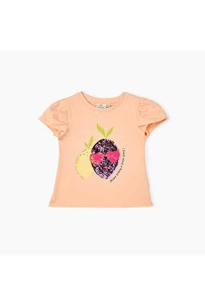 Juniors Sequinned T-shirt with Short Sleeves