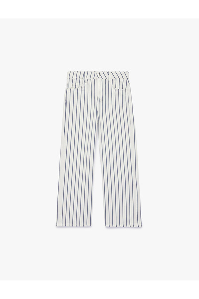 Koton Cotton Pocket Wide Leg Striped Denim Pants