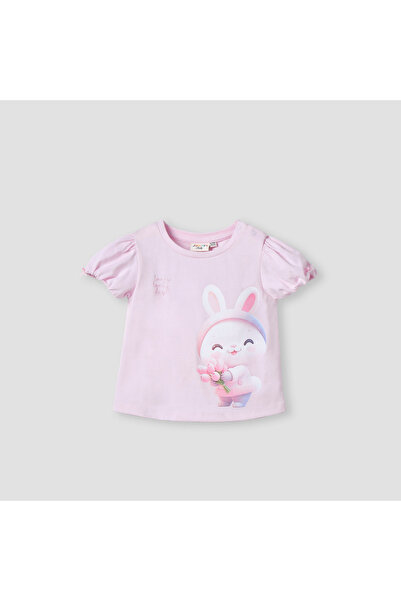 Juniors بلوزة بطبعة أرنب وأكمام منفوشة