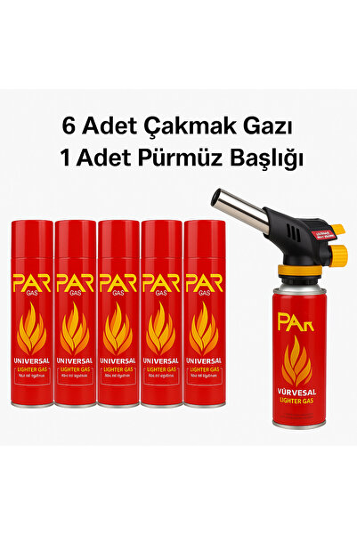 Janissary Pürmüz Çakmak Başlığı + 6 Adet PAR Gas Çakmak Gazı Seti | 1300°C Jet Alev | Mutfak, Kamp