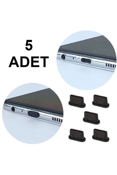 POPÜLER SEPET Her Türlü Type-C Portu Için 5 Adet Toz, Kir, Koruma Kapağı - Ip...