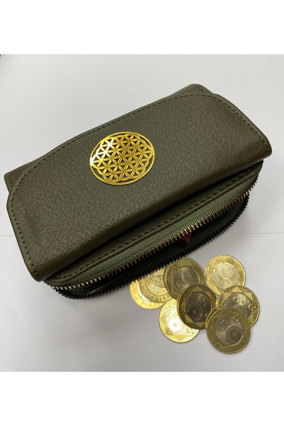 MENİSE Flower of Life Logo Green Abundance Wallet