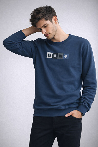 UOMOPARK Hanorac pentru bărbați Indigo Premium cu căptușeală din fleece cu tr...