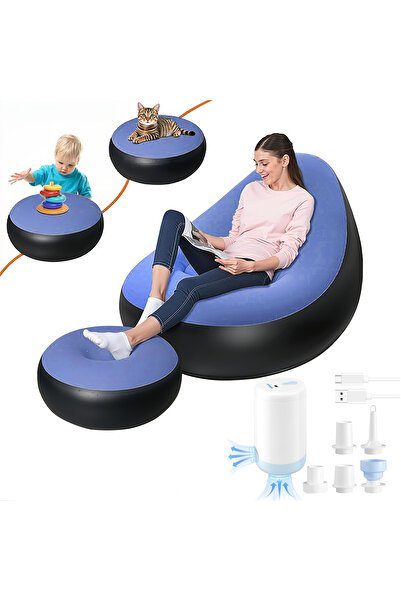 Sthxyfaith Inflatable Bean Bag Chairs Blow up Camping Chairs Inflatable Lazy Sofa with Manual inflation pump