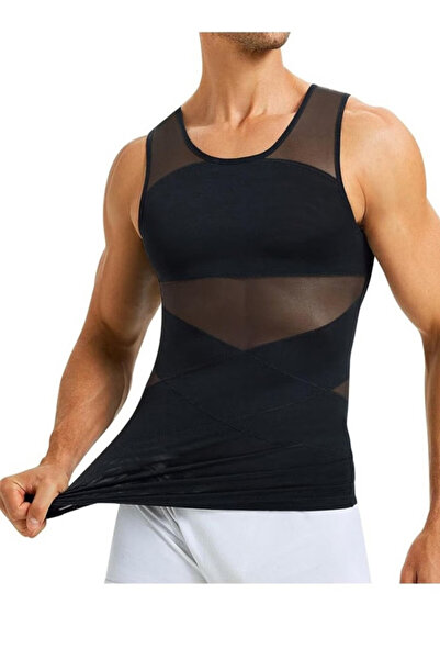 JOGAMS سترة ضغط الصدر للرجال مشكل الجسم بلا أكمام لتنحيف البطن وتصحيح الوضع